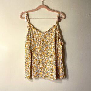 🔥 Old Navy | Yellow/White Floral Printed Ruffled V-Neck Cami Top Large